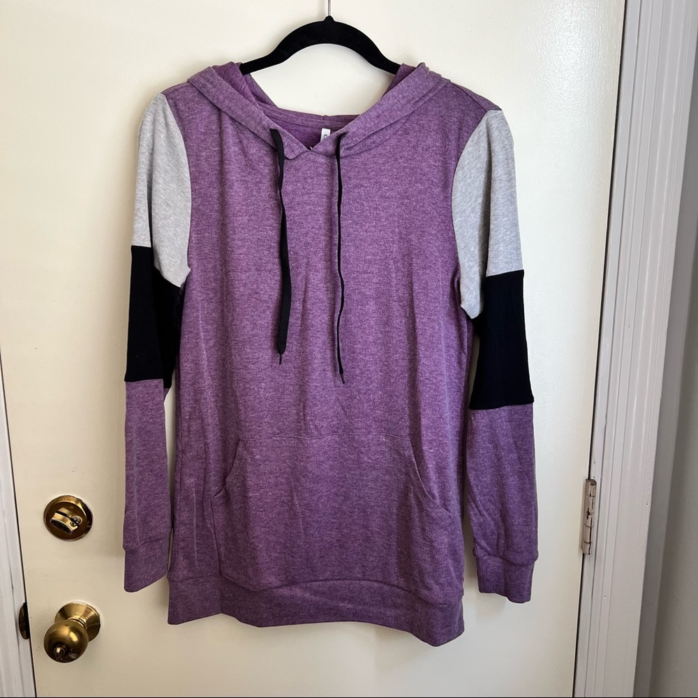 Purple Color Block Hoodie